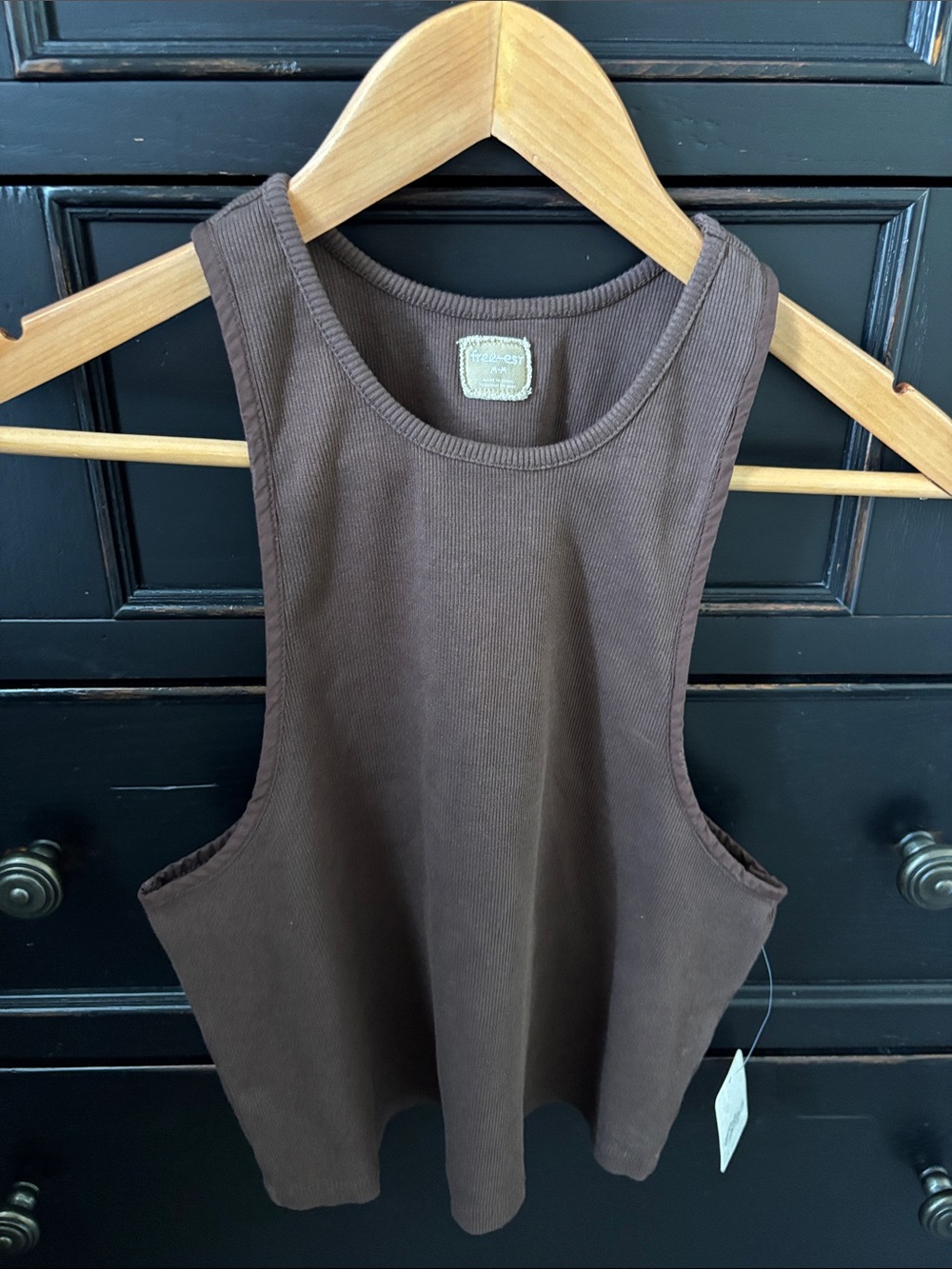 NWT Free People Free-est size M Ribbed Tank Top in Carafe (Brown)